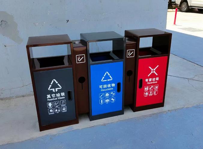 三色三分类垃圾桶